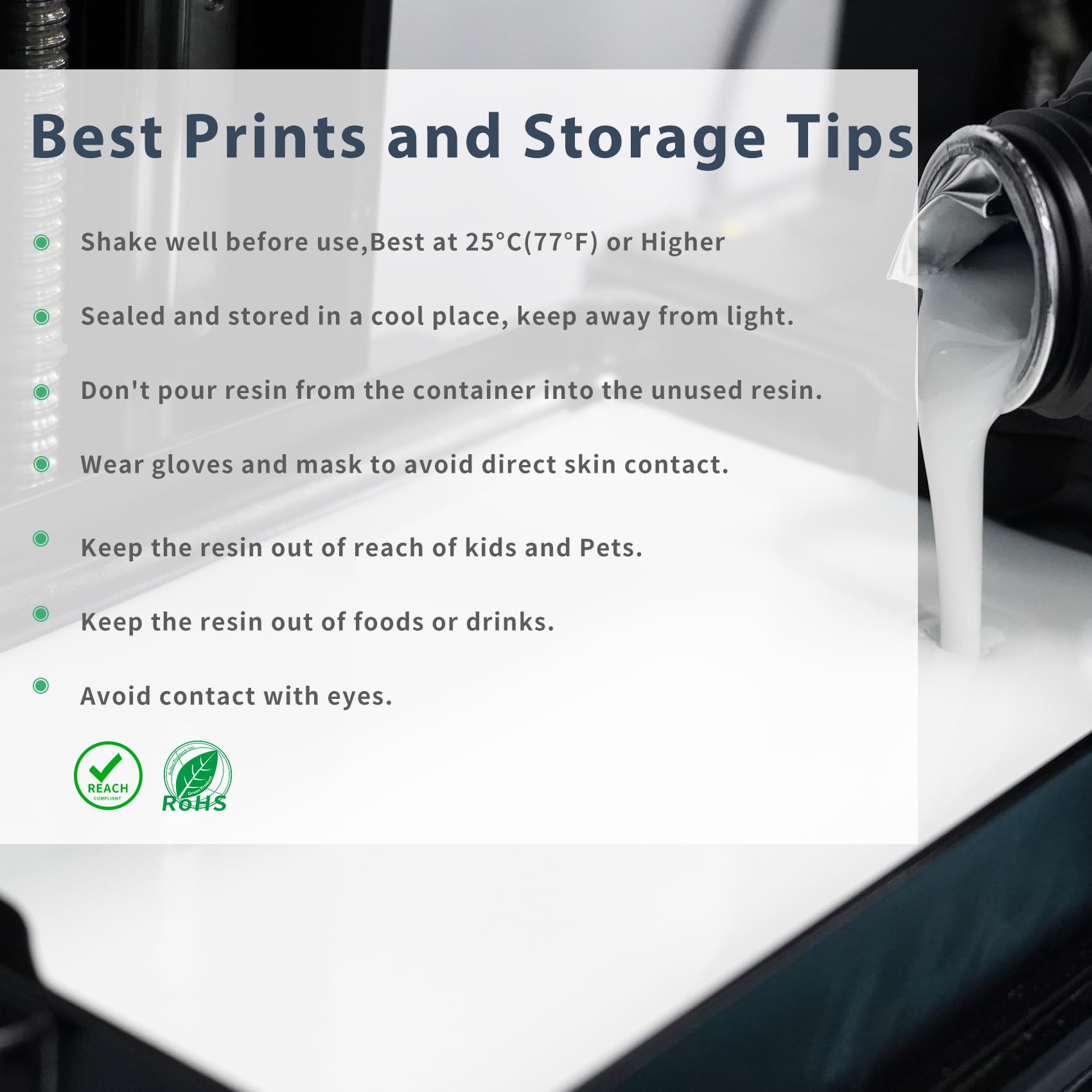 Funcrecol Tough BJD 3D Printer Resin Figure Printing Liquid White