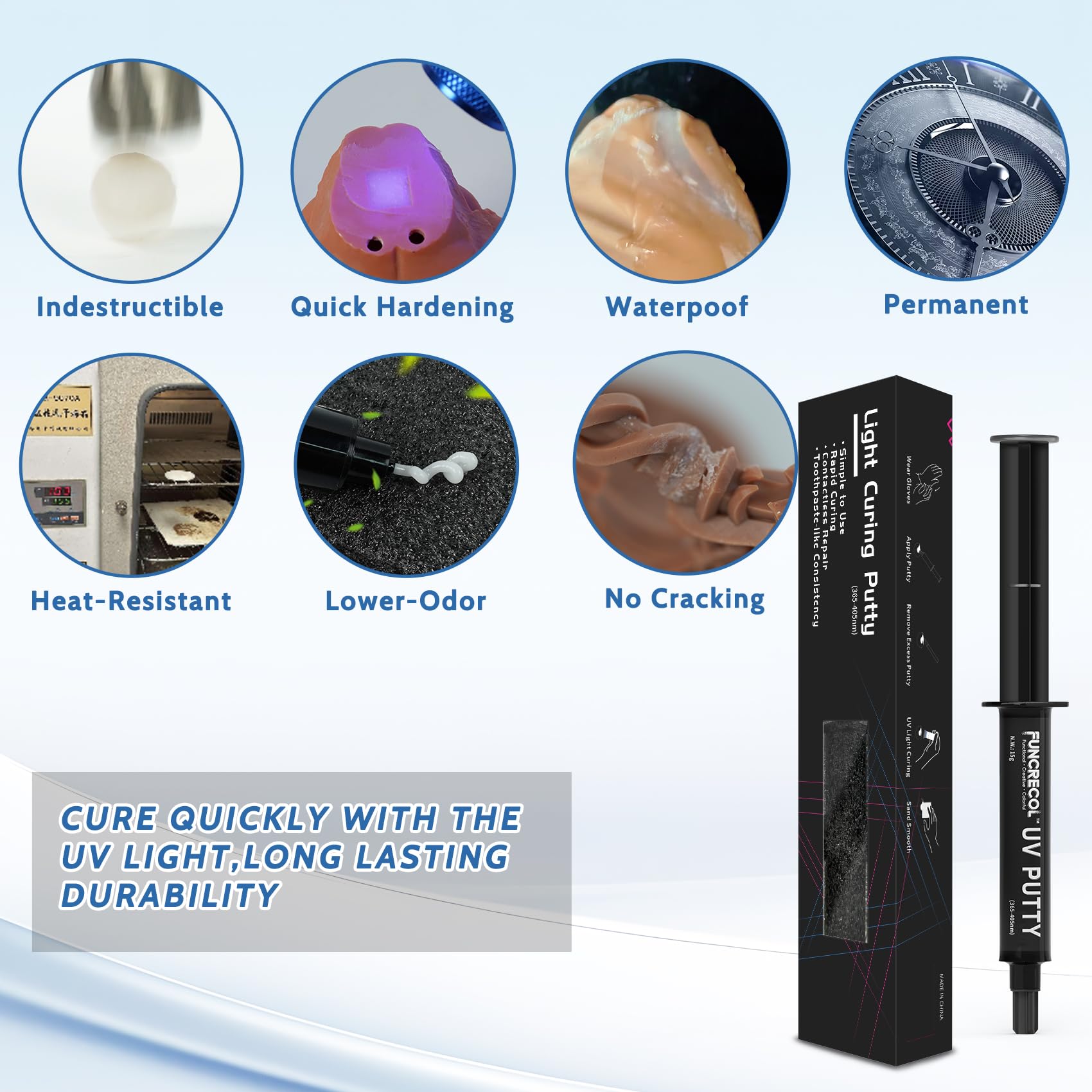 Funcrecol UV Putty Pen Clear Glue Adhesive for DIY Resin Crafts Making