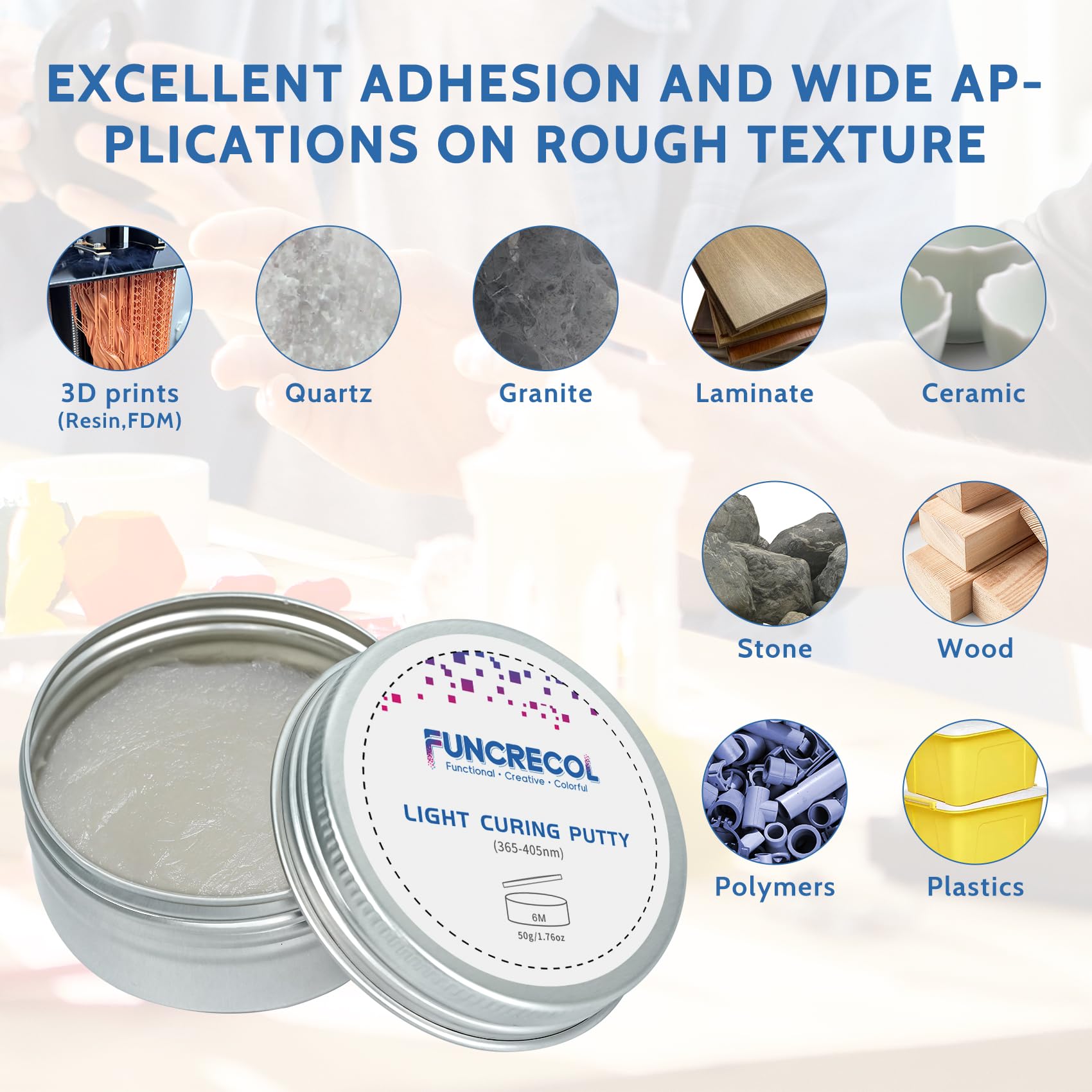 Funcrecol UV Curing Putty for 3D Model Kit Repair Filler Glue Adhesive