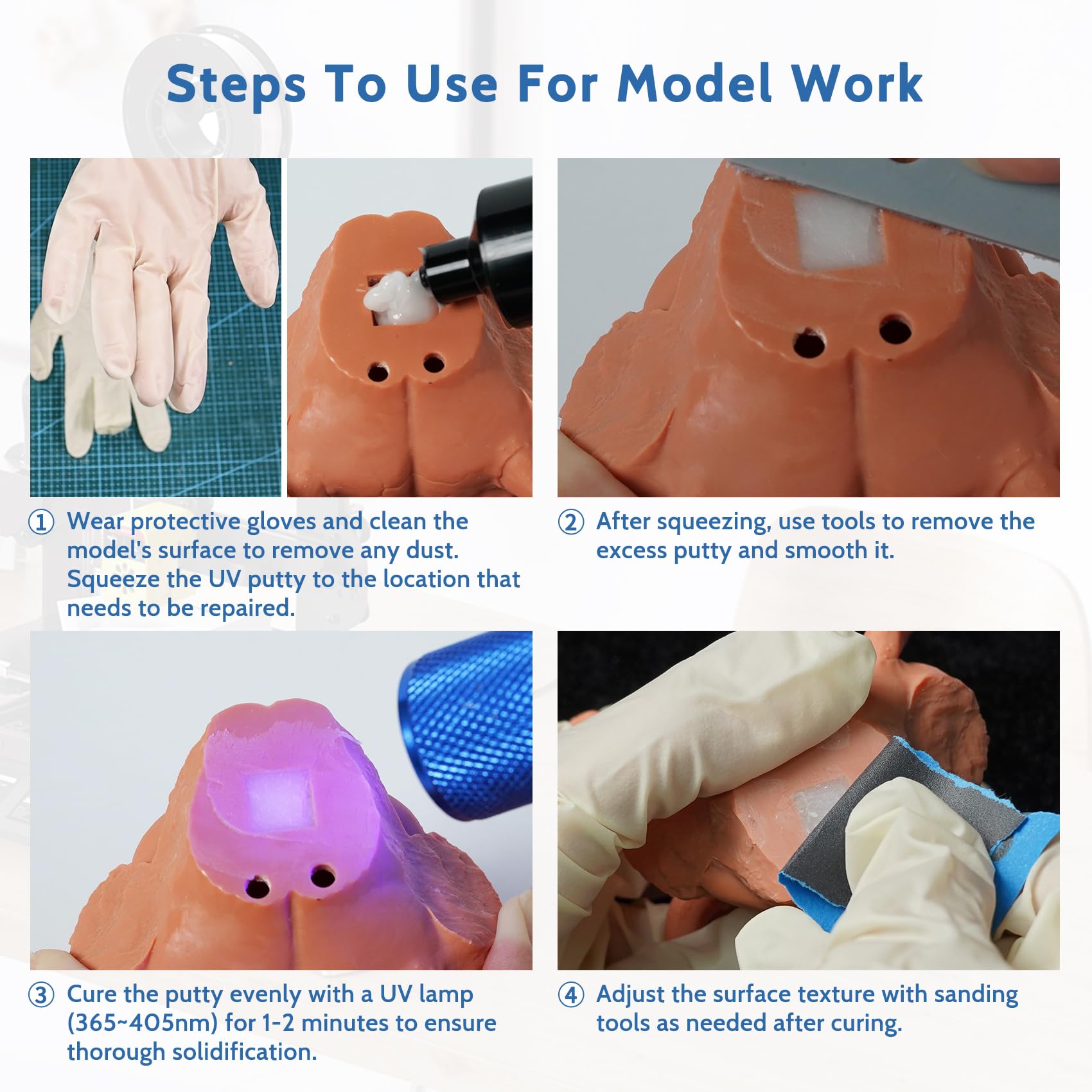 Funcrecol UV Putty Pen Clear Glue Adhesive for DIY Resin Crafts Making