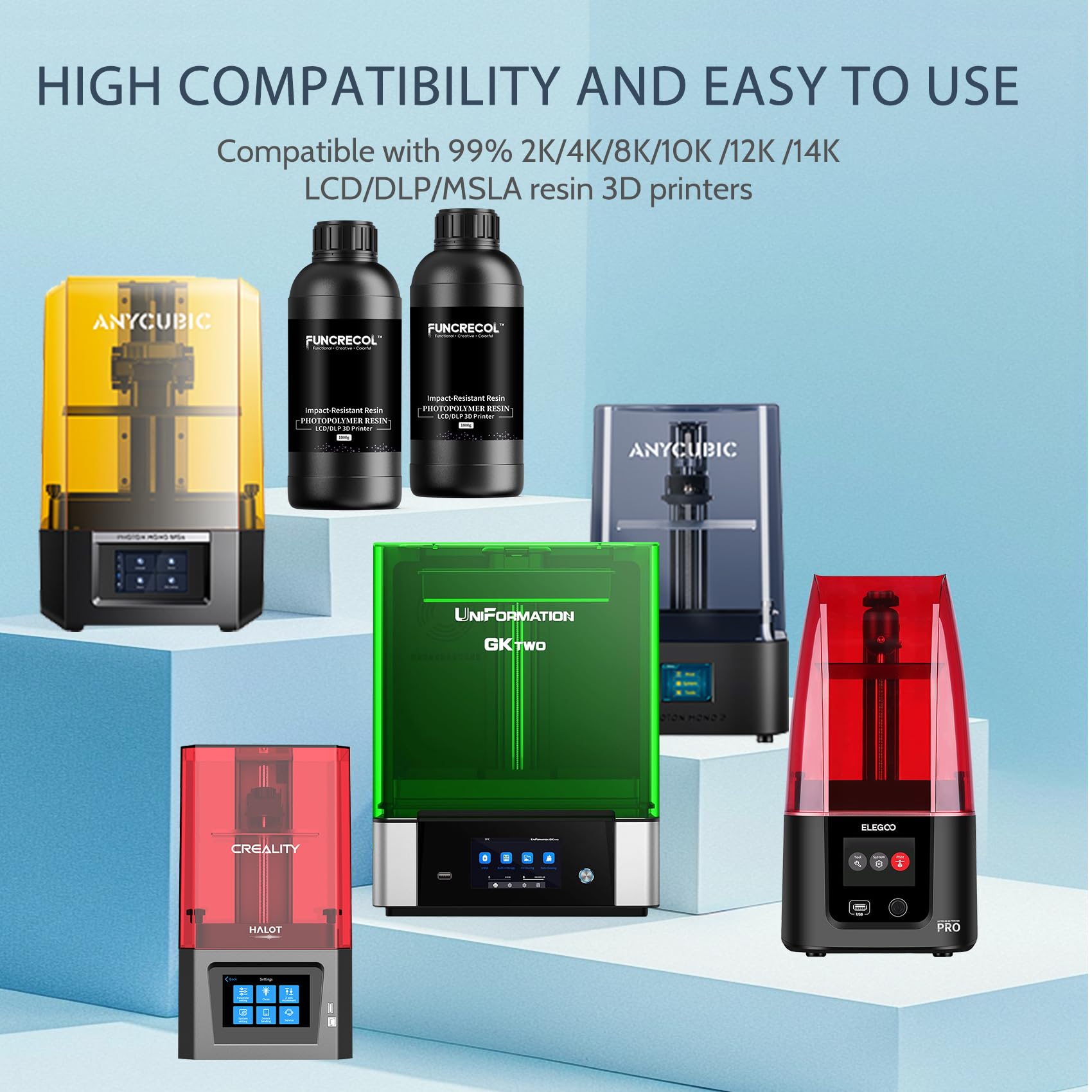 Funcrecol Tough BJD 3D Printer Resin Figure Printing Liquid White