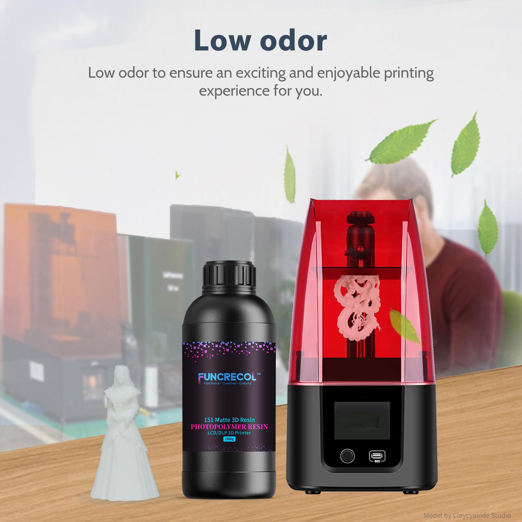 FUNCRECOL Matte 3D Printer Resin White 405nm 8K-16K High Precision