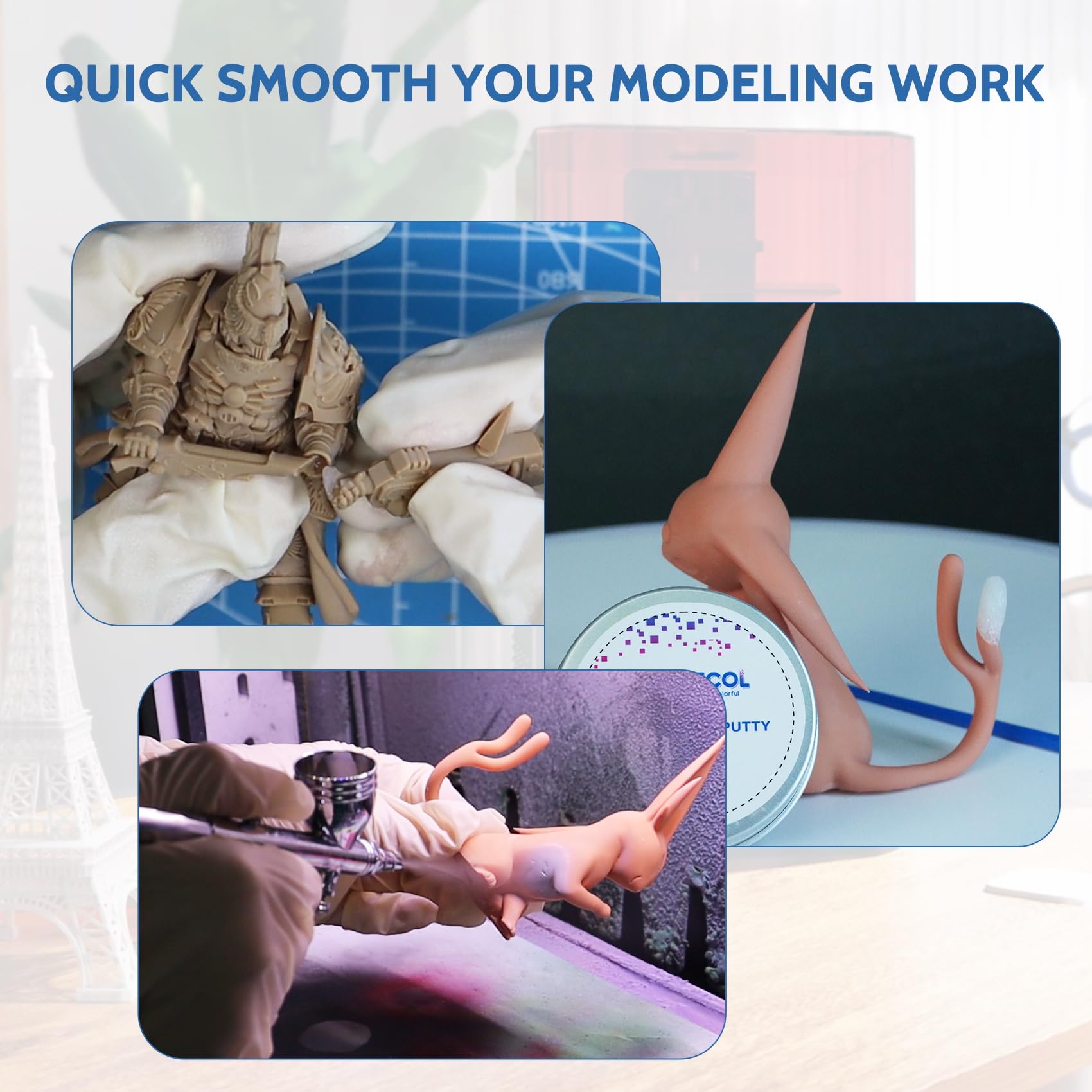 Funcrecol UV Curing Putty for 3D Model Kit Repair Filler Glue Adhesive